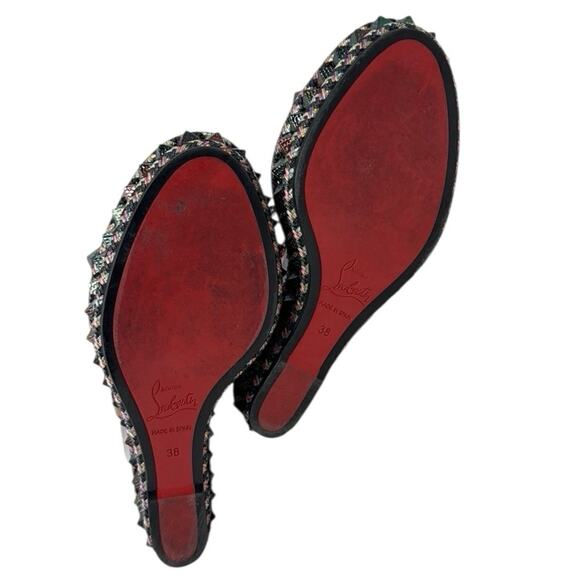 Christian Louboutin Sandals Pyraclou Studded Patent Leather Platform Wedges 38 - Picture 6 of 7